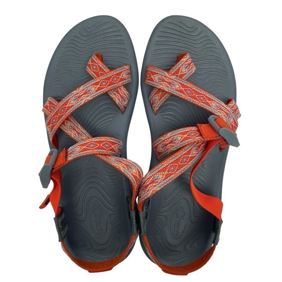 Chaco Sandals Adjustable Diamond Orange & Gray Women’s Size 11 - Picture 5 of 10